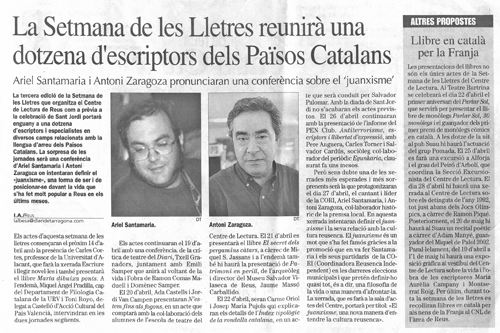 Recull de premsa. 5 d'abril de 2004. Diari de Tarragona.