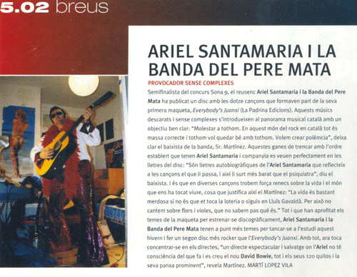 Ariel Santamaria i la Banda del Pere Mata semifinalista del concurs Sona 9