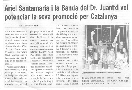 Ariel Santamaria i la Banda del Dr. Juantxi vol potenciar la seva promoció per Catalunya
